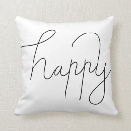 Cojín Decorativo Escritura moderna feliz simple de la tipografía