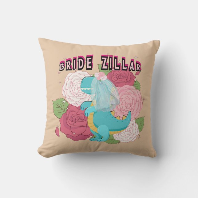 Cojín Decorativo Escuadrón boda de novias de Mikitiez dinosaur (Anverso)