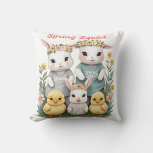 Cojín Decorativo Escuadrón de primavera lindo conejo y pascua de po