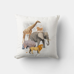 Cojín Decorativo Escuadrón Safari Africano Animales Graciosos Zooló