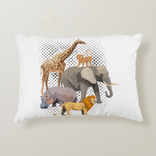 Cojín Decorativo Escuadrón Safari Africano Animales Graciosos Zooló
