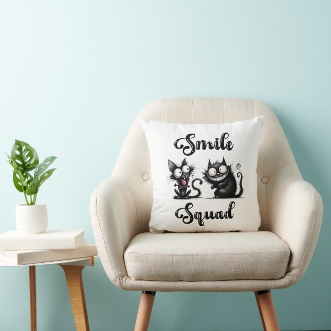 Cojín Decorativo Escuadrón sonriente con diseño de gatos divertidos (Silla)