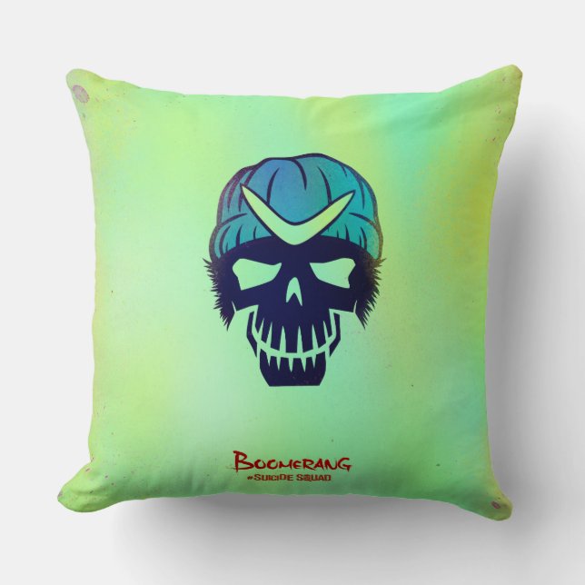 Cojín Decorativo Escuadrón suicida | Icono de cabeza de Boomerang (Anverso)
