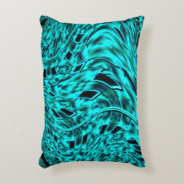 Cojín Decorativo Escuadrones recortados reflejados en imagen cian (Frente (Vertical))