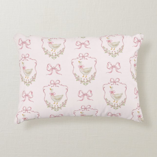 Cojín Decorativo Escudo de Bow Rosado Silly Goose (Anverso)