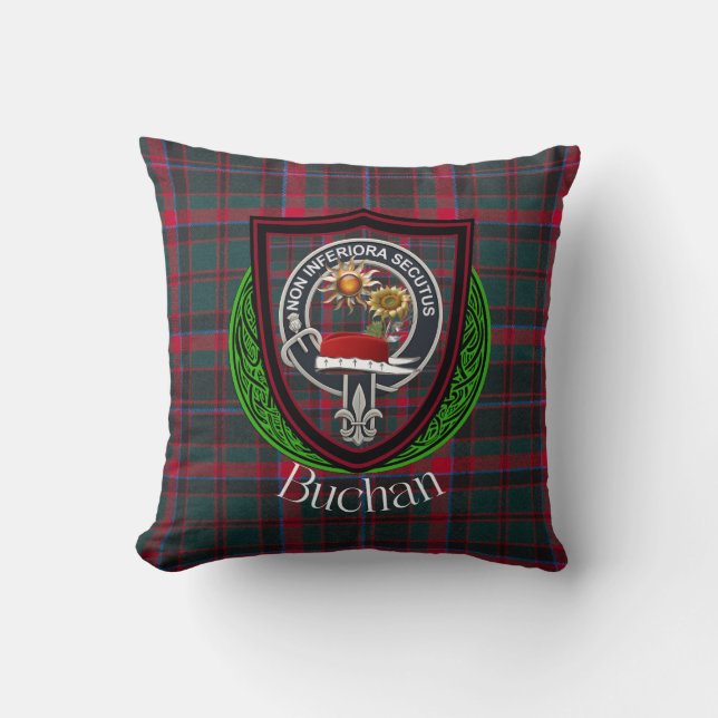 Cojín Decorativo Escudo de Buchan Scottish Clan Tartan (Anverso)