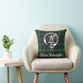 Cojín Decorativo Escudo de la Cresta del Clan Forsyth y Tartán