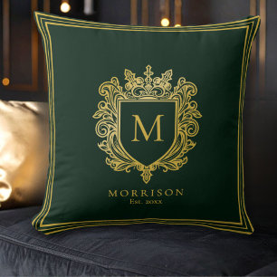 Cojín decorativo Escudo monograma dorado