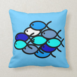 Cojín Decorativo Escuela de los símbolos cristianos de los pescados