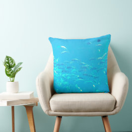 Cojín Decorativo Escuela de pescado en el océano