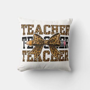 Cojín Decorativo Escuela de Profesora de Arco de Leopardo Lápiz Mon