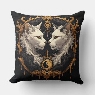 Cojín Decorativo Escultura Yin Yang de Gato Gemelo