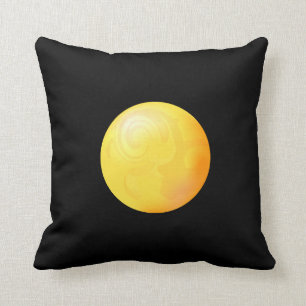 Cojín Decorativo Esfera amarilla sobre fondo negro