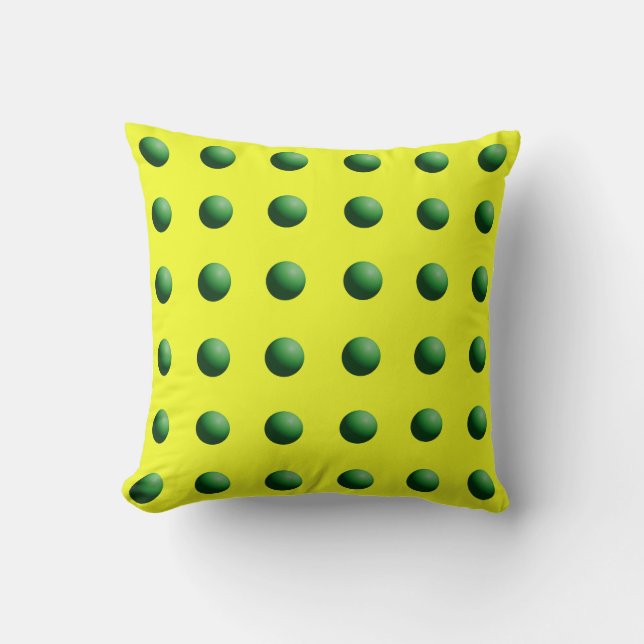Cojín Decorativo Esferas Verdes sobre Amarillo (Anverso)