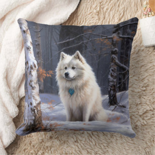 Cojín Decorativo Eskimo Estadounidense deja que nieve Navidades