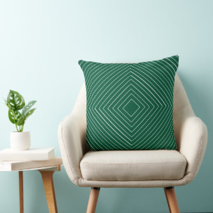 Cojín Decorativo esmeralda verde anidado delgado cuadrado blanco tr