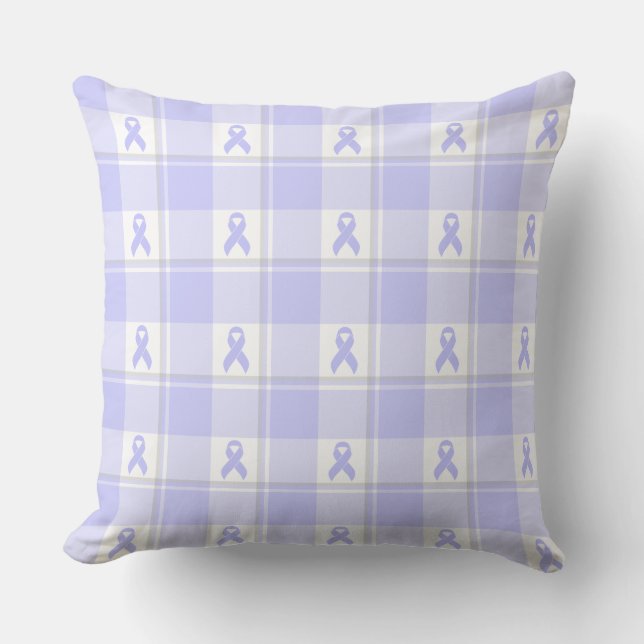 Cojín Decorativo Esophageal Cancer Awareness Plaid Periwinkle (Anverso)