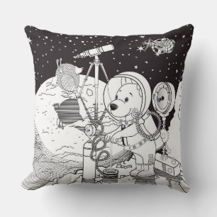 Cojín Decorativo Espacio de color con un cachorro astronauta