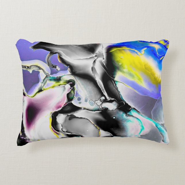 Cojín Decorativo Espacio. Fondo Blanco Brillante. Imagen de la piza (Anverso)