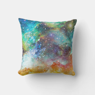 Cojín Decorativo Espacio futurista, fondo nebuloso estrellado.