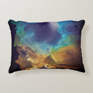 Cojín Decorativo Espacio Nebula amarillo azul Alcohol Tinta arte