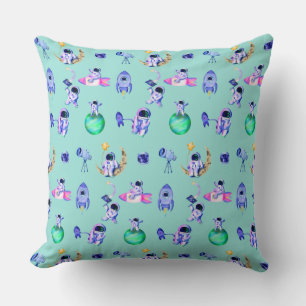 Cojín Decorativo Espacio terrestre de cohetes astronautas