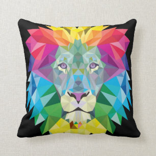 Cojín Decorativo Espalda negra sólida arcoiris de león