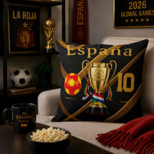 Cojín Decorativo España Juegos Globales 2026: Cinta de Oro Premium