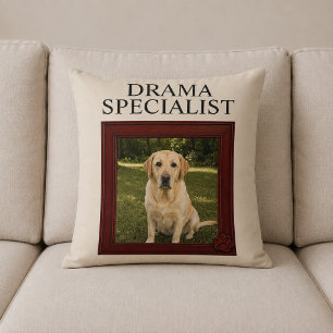 Cojín Decorativo Especialista en drama foto de perro divertida pers
