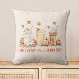 Cojín Decorativo Especias de Calabaza Otoño Bebida Divertida Cita
