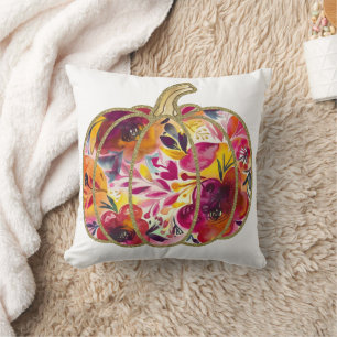 Cojín Decorativo Especie de calabaza y todo lo bueno: acuarela otoñ