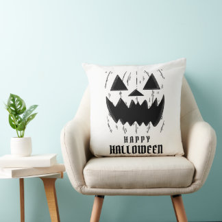 Cojín Decorativo Espectacular calabaza negra espeluznante Halloween