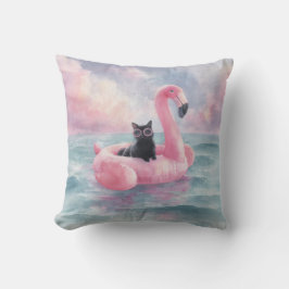 Cojín Decorativo Espectacular gato negro Flamingo Flamingo Pillow