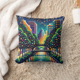 Cojín Decorativo "Espectacular paisaje nocturno: paseo fluvial de S