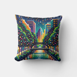 Cojín Decorativo "Espectacular paisaje nocturno: paseo fluvial de S