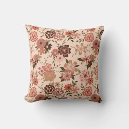 Cojín Decorativo Espectacular patrón floral marrón