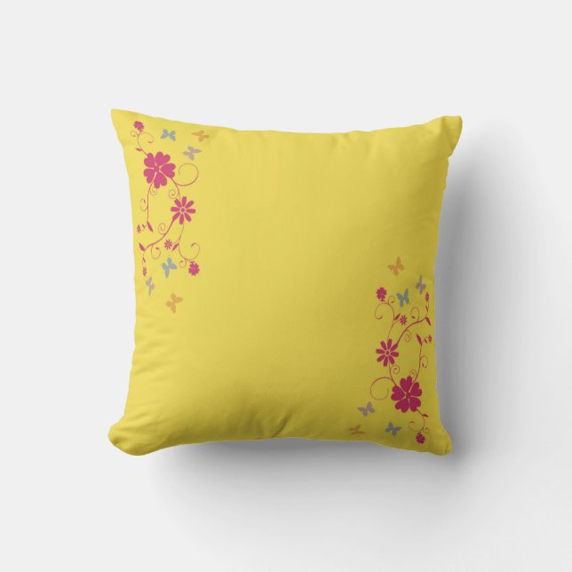 Cojín Decorativo Espectaculares acentos florales y mariposas en ama (Anverso)