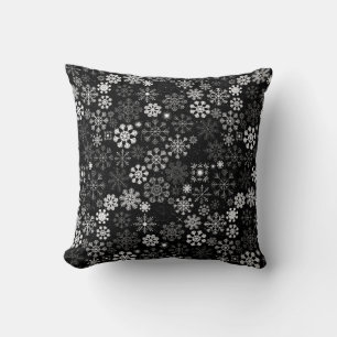 Cojín Decorativo Espectáculos de nieve rústicos en blanco y negro