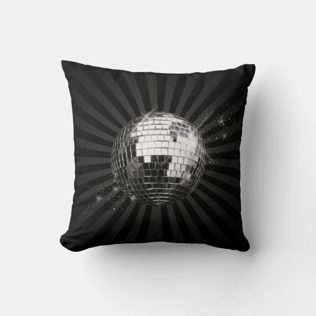Cojín Decorativo Espejo disco bola en negro (Anverso)