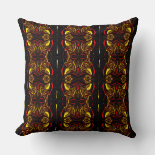 Cojín Decorativo Espejo -Rastreo curvo de oro y rojo con partes osc