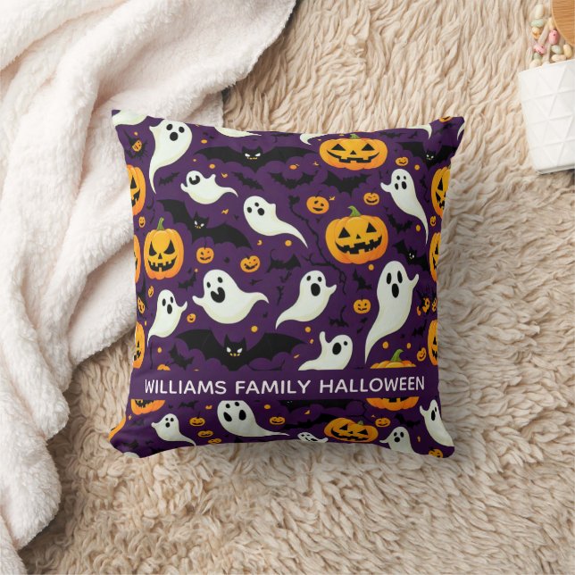 Cojín Decorativo Espeluznante Bats Calabaza Boo Patrón Halloween Pú (Manta)