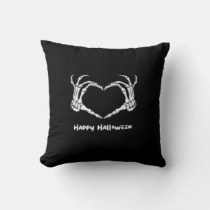 Cojín Decorativo Espeluznante Corazón de Mano con "Halloween Feliz"