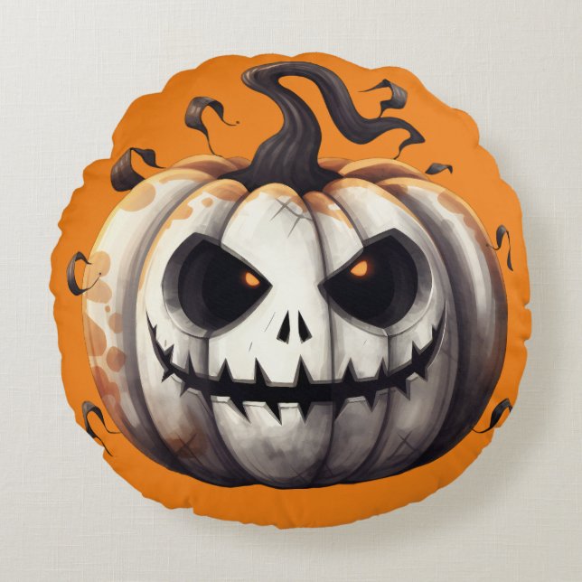 Cojín decorativo espeluznante de calabaza para Hal (Anverso)
