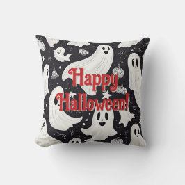 Cojín Decorativo Espeluznante Fantasma Halloween Blanco Negro