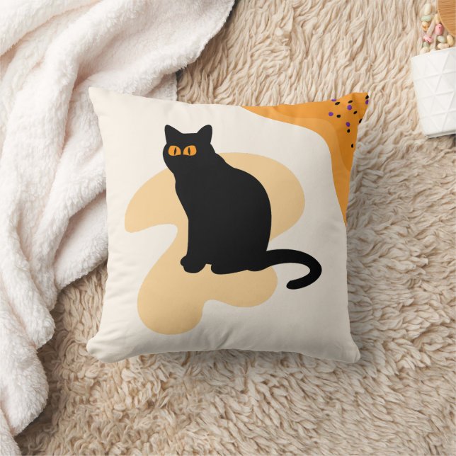 Cojín Decorativo Espeluznante gato negro Naranja de ojos espeluznan (Manta)