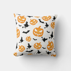 Cojín Decorativo Espeluznante Naranja Halloween Calabaza sin foco