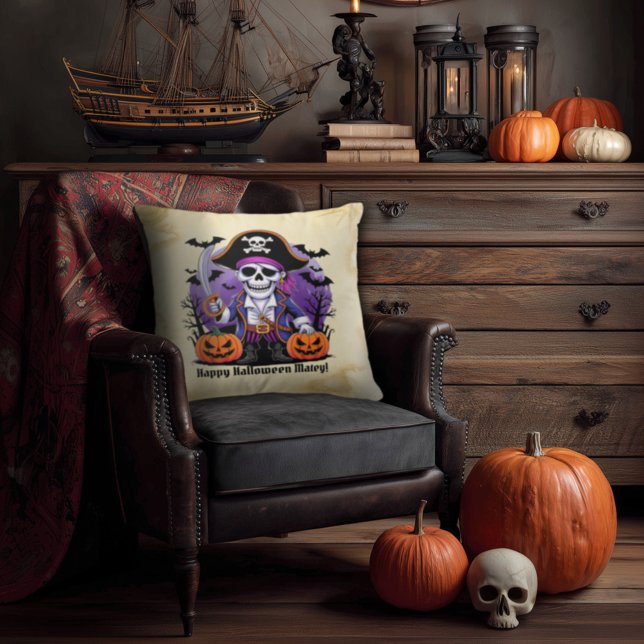Cojín Decorativo Espeluznante Pirata Feliz Halloween Matey (Subido por el creador)