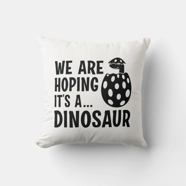 Cojín Decorativo Esperamos que sea un dinosaurio (Anverso)