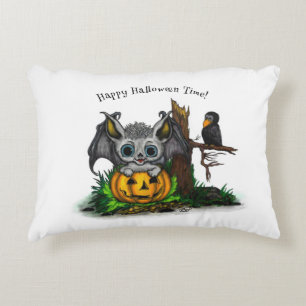 Cojín Decorativo Esperando Halloween , Cute Bat y Raven