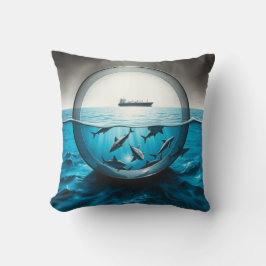 Cojín Decorativo Esperando... y delfines.